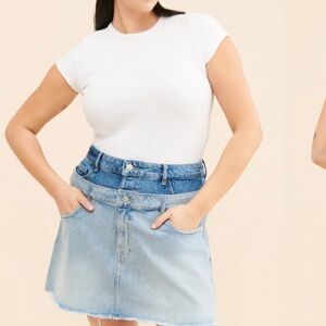 Warp + Weft Double Waist Denim Skirt